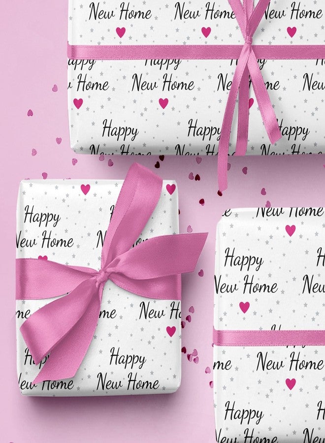 WRAPAHOLIC New Home Wrapping Paper Sheet - 6 Sheets Happy New Home with Pink Heart Design Folded Flat for Housewraming - 19.7 Inch x 27.5 Inch Per Sheet - Image 3